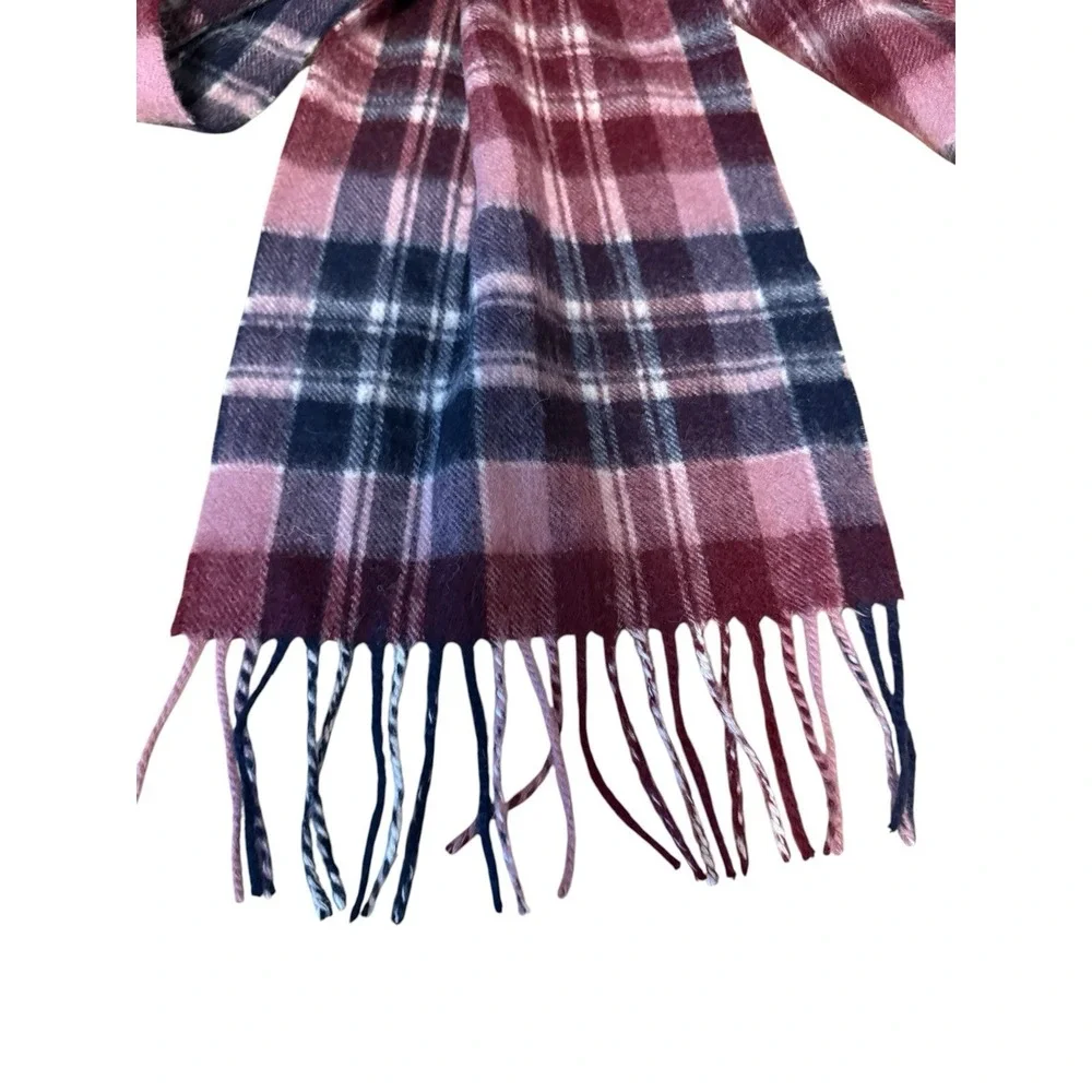 Edinburgh Woolen Mill Scarf Lambswool Macdonald Purple Plaid‎ Wool Scotland NWT